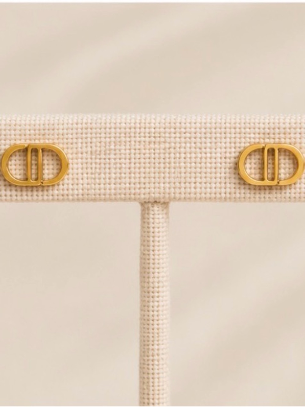 Gold Designer-Inspired Logo Stud Earrings | Minimalist Luxe Chic - Picture 5 of 6